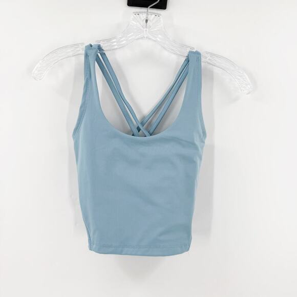 Series 8 Blue Unpadded Strappy Back Scoop Neck Crop Sports Top Women's Large - Picture 1 of 7